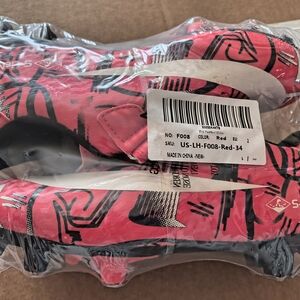 Red and Black Graphic Soccer Cleats